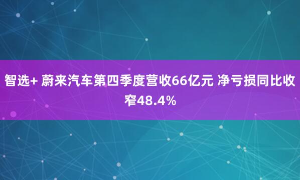 智选+ 蔚来汽车第四季度营收66亿元 净亏损同比收窄48.4%